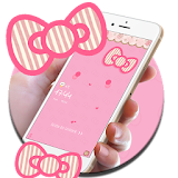 Cute kitty pink bow theme icon