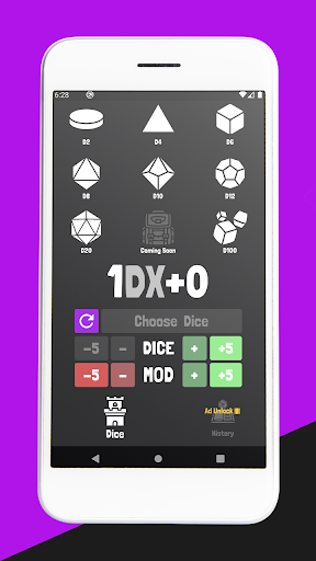 Android application Simple Dice Roller - RPG, Dice screenshort