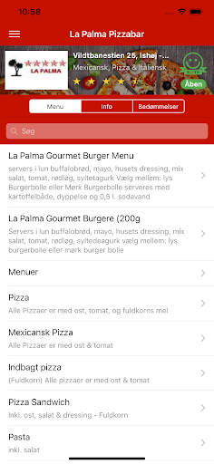 Android application La Palma Pizzabar screenshort