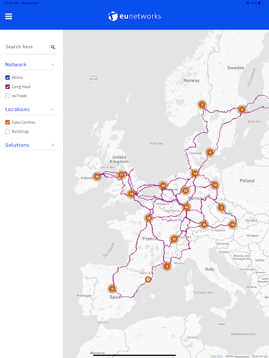 Android application euNetworks Map screenshort