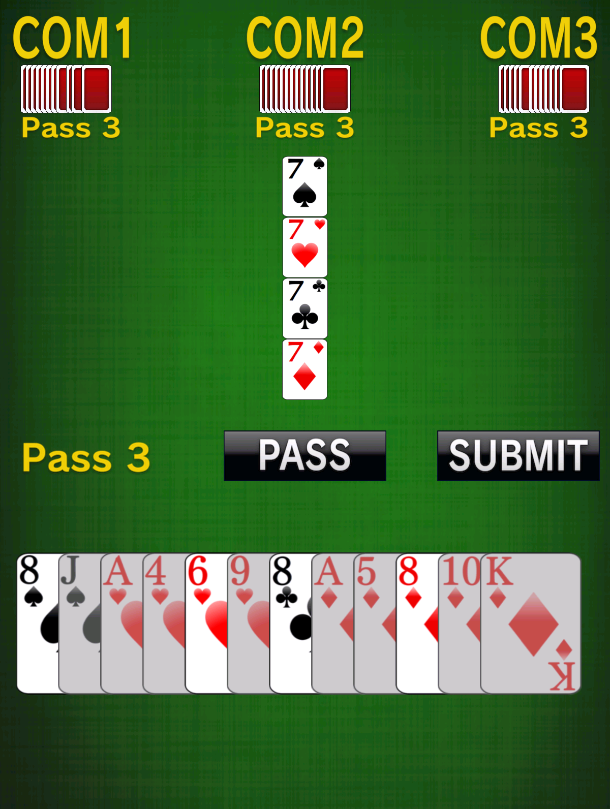Android application sevens [card game] screenshort
