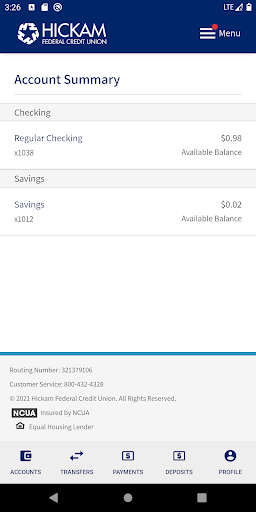 Hickam Federal Credit Union Screen 3