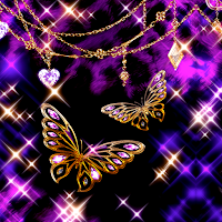 Glitter Butterfly 蝶とレオパードの壁紙