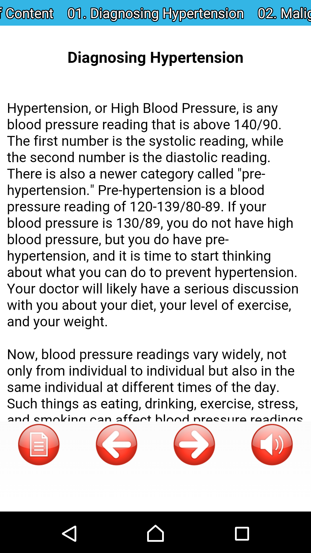 Android application Hypertension Hi blood pressure screenshort