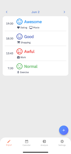 Android application Mood Log screenshort