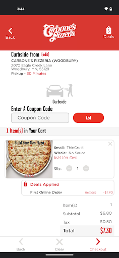 Screenshot of Carbone’s Pizzeria