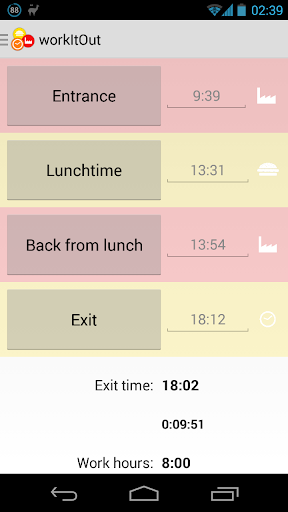 Android application WorkItOut screenshort