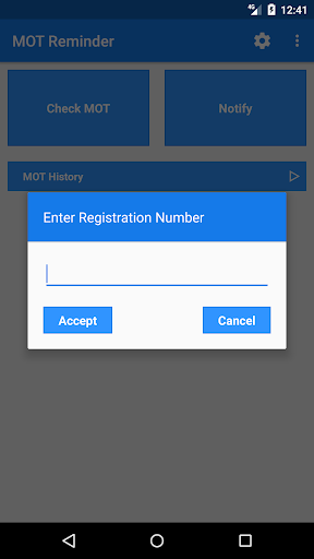 Android application MOT Reminder screenshort