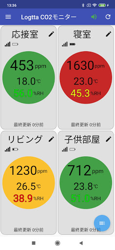Android application 【換気見える化】Logtta CO2モニター screenshort