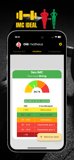 Android application IMC calculo Peso Ideal screenshort