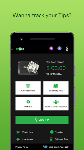 TipSee Tip Tracker App Screen 2