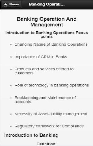 Banking operations Screen 3