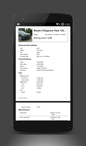 Car fuel log and costs - Monicar