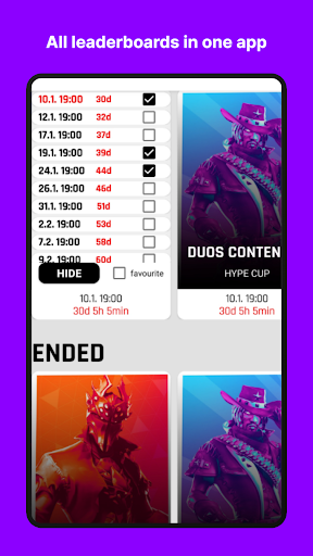 Android application Fn tournaments screenshort