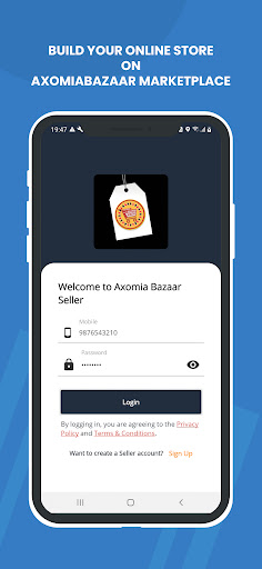 Android application AxomiaBazaar Seller screenshort