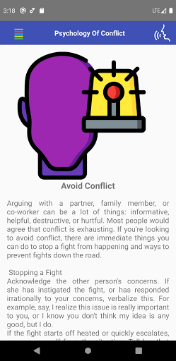 Android application Handle conflict. Psychology screenshort
