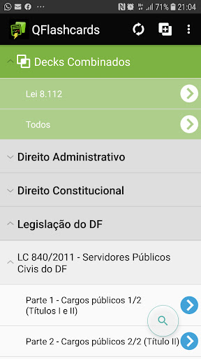 Android application QFlashcards para Concursos screenshort