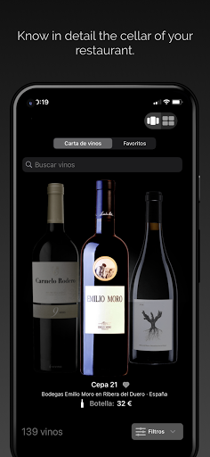 Android application Wine Advisor for restaurants screenshort
