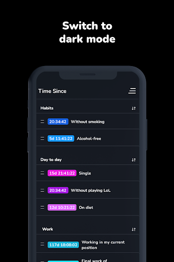Screenshot of Time Since: Multi time counter