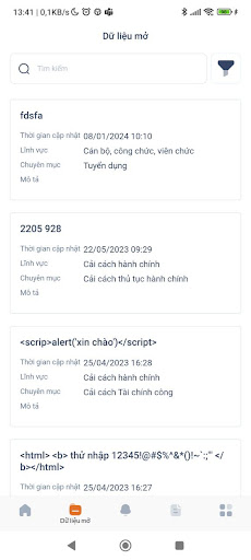 Dữ liệu mở cho cán bộ Screen 3