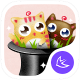 Cute cats stickers theme icon