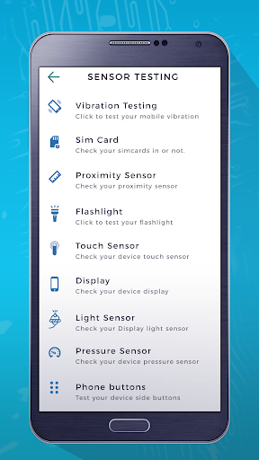 Android application Sensor Test Toolbox screenshort