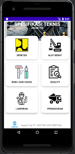 Android application Spesifikasi Teknis Jalan Tol screenshort