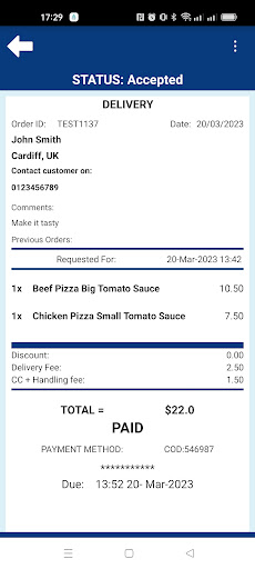 OrderTab Screen 3