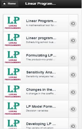 Android application Linear Programming screenshort