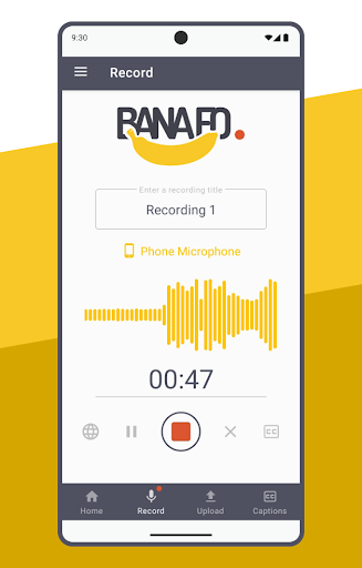 Android application Banafo Transcript and Captions screenshort
