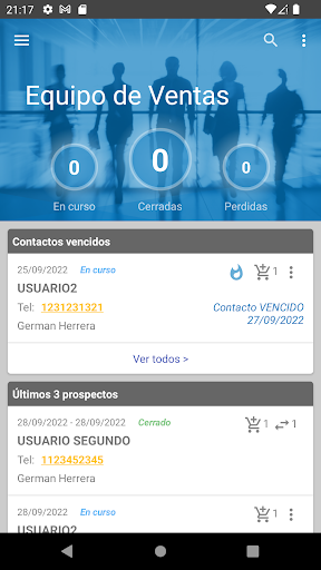 Android application Equipo de Ventas screenshort