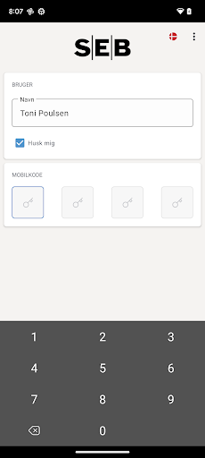 Android application SEB Danmark screenshort