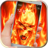 Flaming hell skull icon