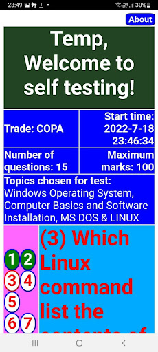 Self Test for ITI COPA Trade Screen 2