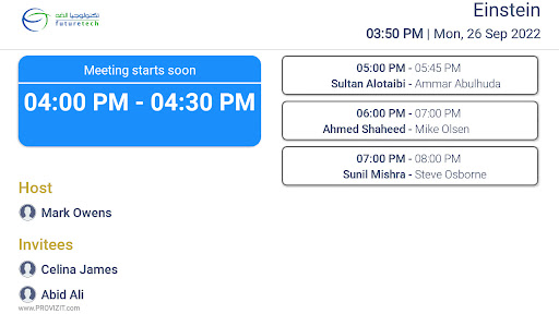 PROVIZIT Meeting Room Display Screen 3