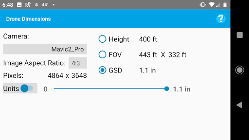 Drone Dimensions Screen 2
