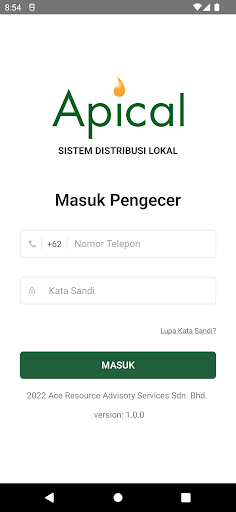 Android application Apical Distribusi Sistem screenshort