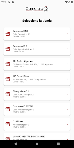 Android application Reservas C10 screenshort