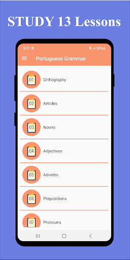 Android application Portuguese Grammar screenshort