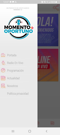 Android application Momomento Oportuno screenshort