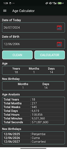 Age Calculator Screen 2