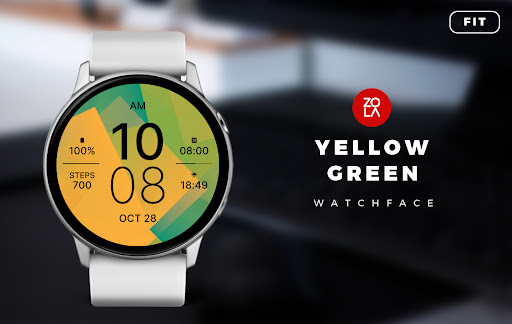Android application Yellow Green Fit Watch Face screenshort
