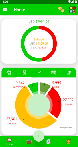 Accounting of expenses, income Screen 2