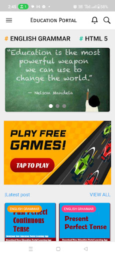 Education Portal Learning App Screen 2