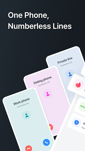 Android application Numberless: Second Phone Lines screenshort