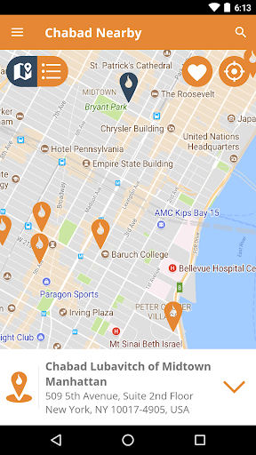Android application Chabad Nearby screenshort