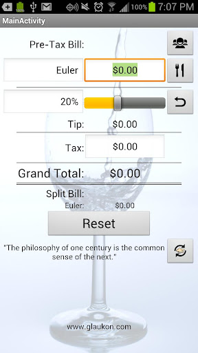 Android application Just The Tip (Tip Calculator) screenshort