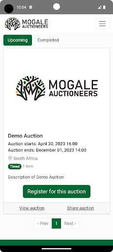 Android application Mogale Auctioneers screenshort