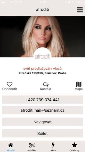 Android application AFRODITI Hair salon screenshort