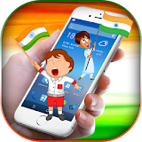 Indian Flag on Screen-Elegant Indian Flag in Phone icon